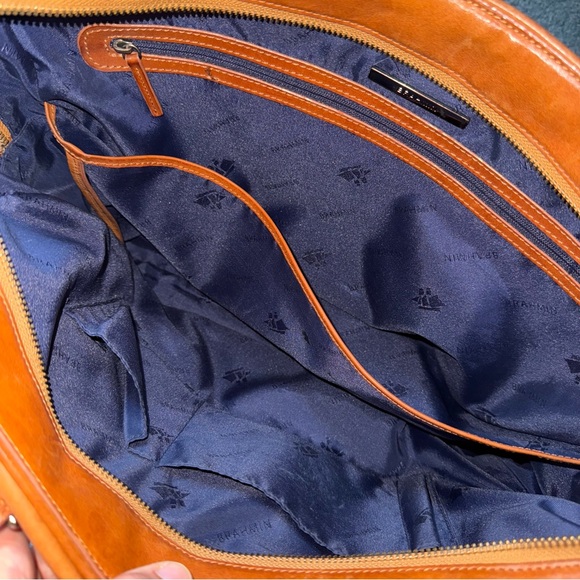 Brahmin Andy Leather Briefcase Bag Cognac Brown - Picture 5 of 8